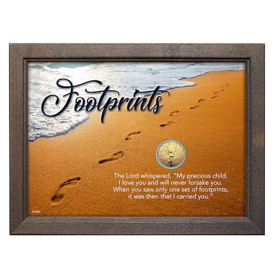 Footprints With Angel Coin in 5" x 7" Frame